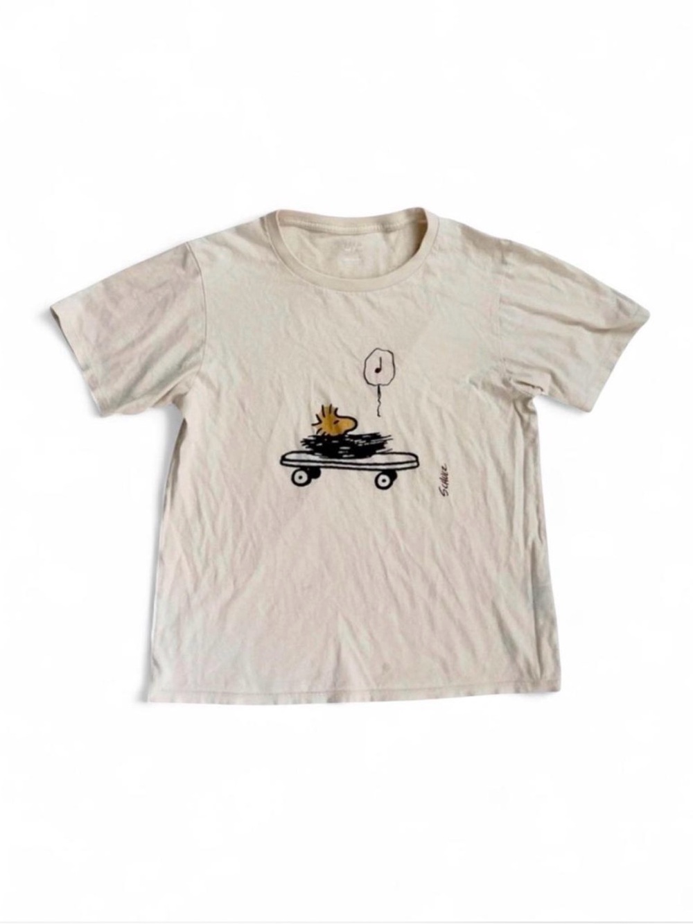 uniqlo cream cotton peanuts graphic t-shirt size S